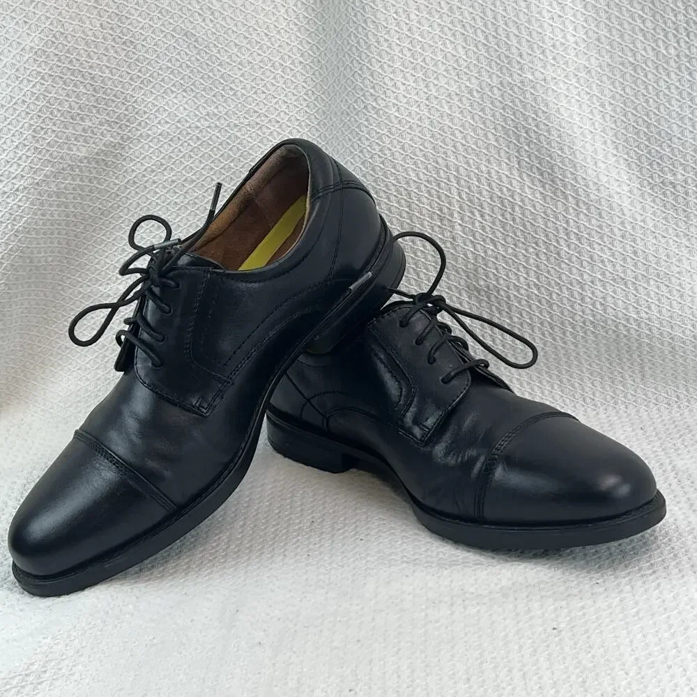 Florsheim Comfortech Black Leather Cap Toe Oxford Shoes Men’s US 8D